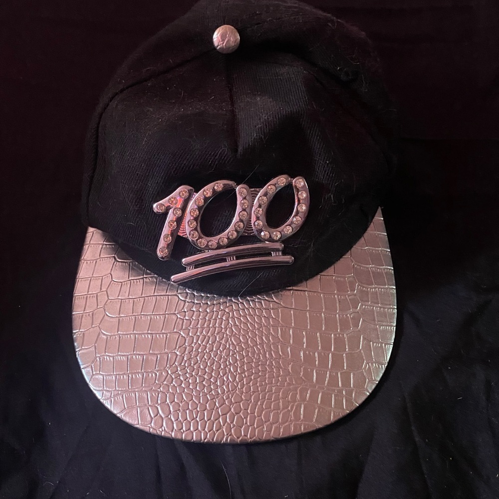 Black and Silver 100 Emoji Cap